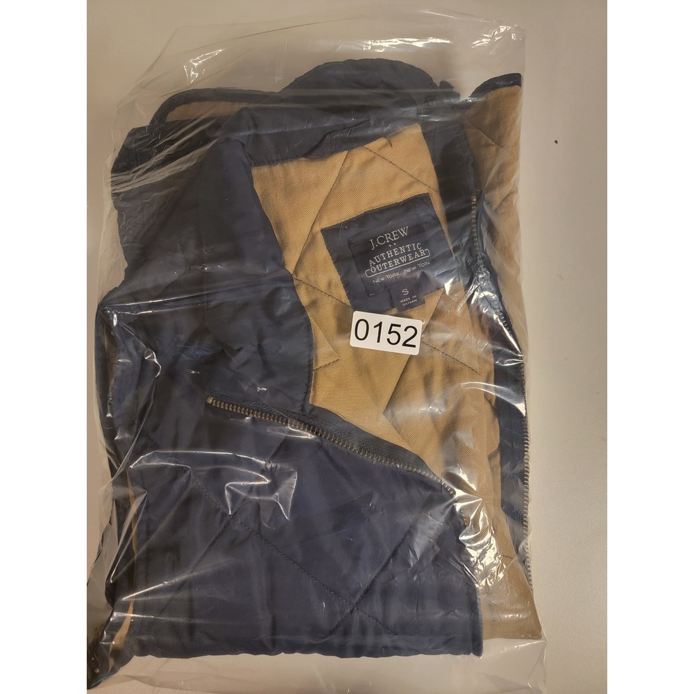 J.Crew Authentic Outerwear Navy Blue Quilted Vest Mens Small Diamond Quilt Zip - Picture 7 of 7